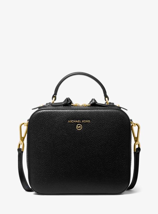 Damske Crossbody Kabelka Michael Kors Jet Set Medium Pebbled Leather Čierne - Kabelky Michael Kors Obchod | DTHFC-9276